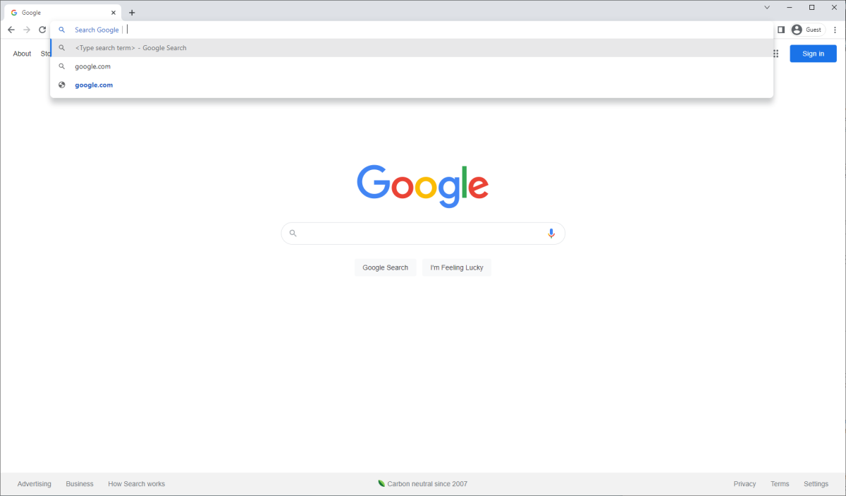 google search in Chrome