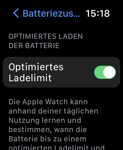 Batterie Einstellung der Apple Watch