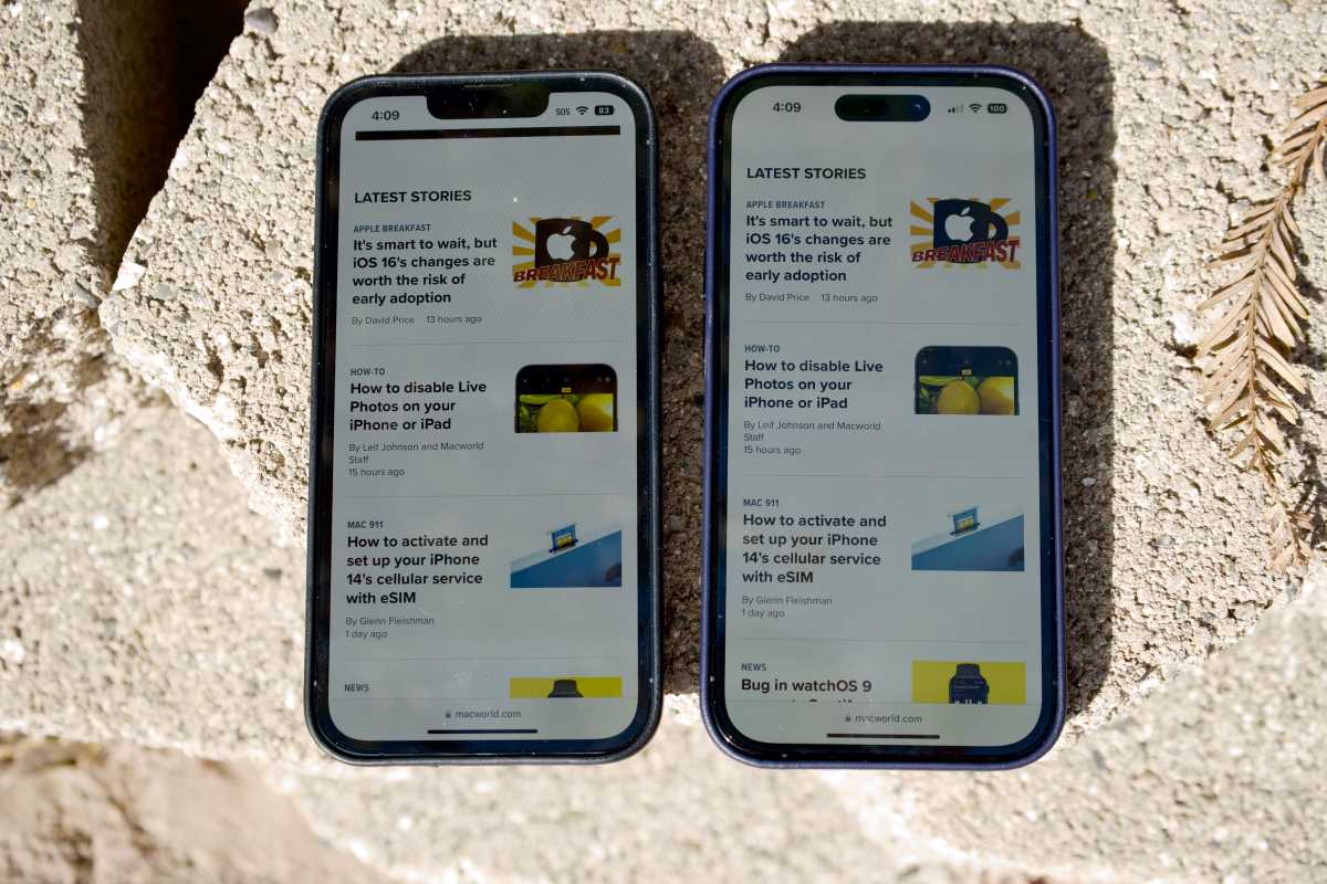 iPhone 14 Pro in sunlight