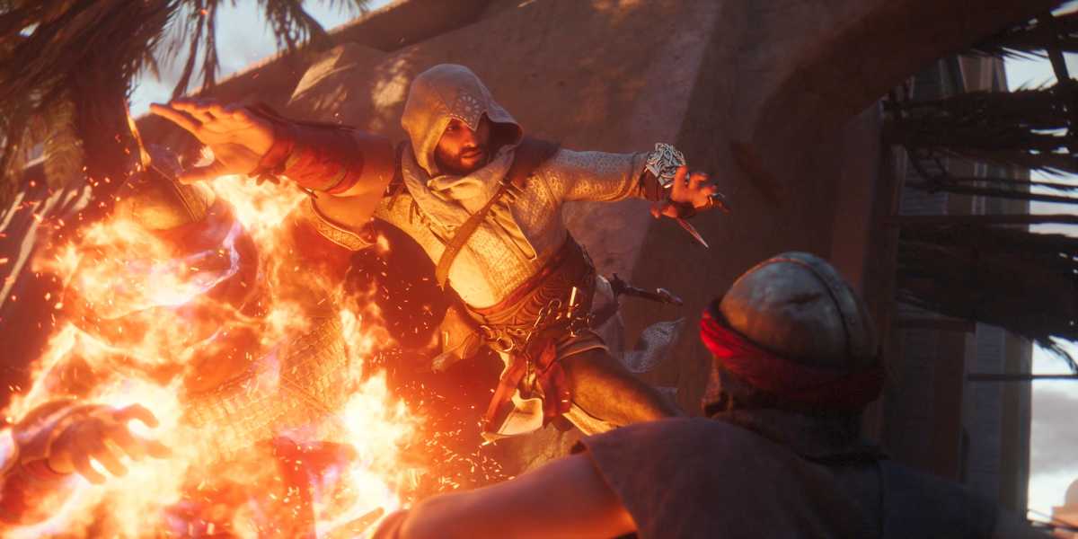 Assassin?s Creed Mirage fühlt sich viel feinfühliger und filigraner an: Wandlauf, abstoßen, Klinge aus dem Flug in den Nacken gebohrt. So muss sich Assassin?s Creed spielen.