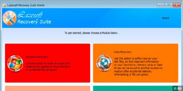 Zweitsystem für die Problembehebung: Die Lazesoft Recovery Suite kann beispielsweise Fehler in der Bootumgebung beseitigen, gelöschte Dateien wiederherstellen und Backups erstellen.