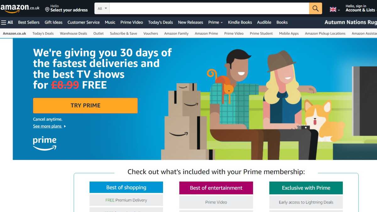 Amazon Prime screenshot of sign up page
