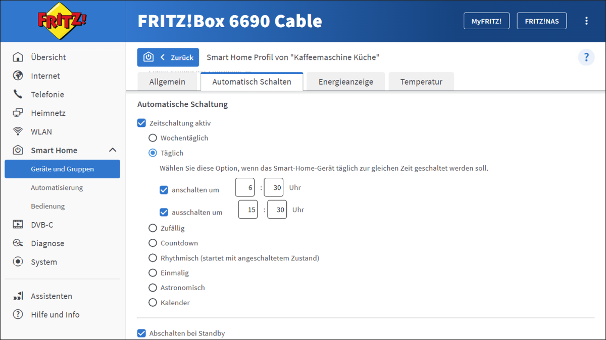 Die Fritz-DECT 200 wirds in der Fritzbox verwaltet.