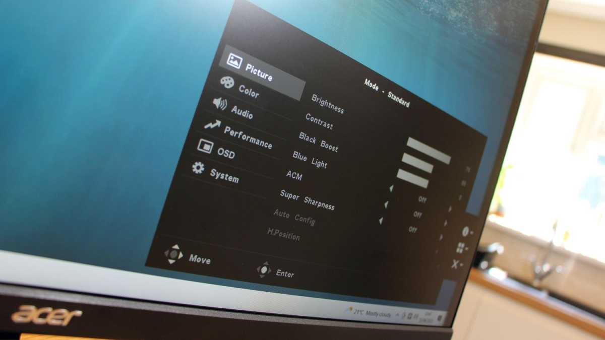 Acer K3 monitor OSD
