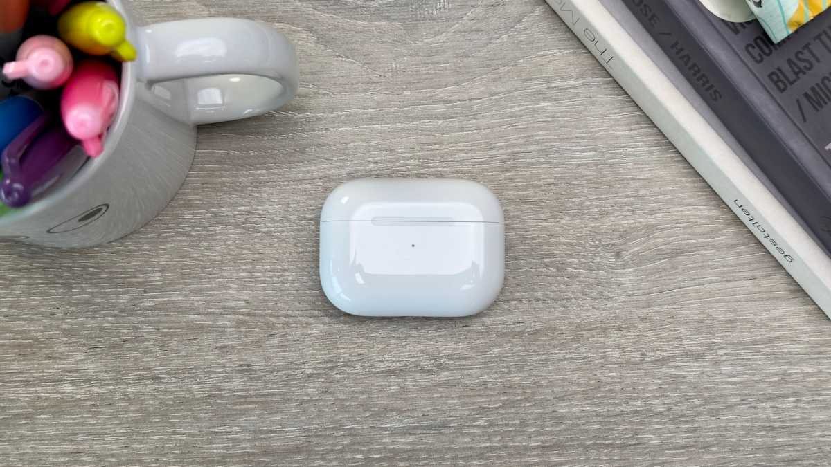 Close-up of the AirPods Pro (2022) case on a table