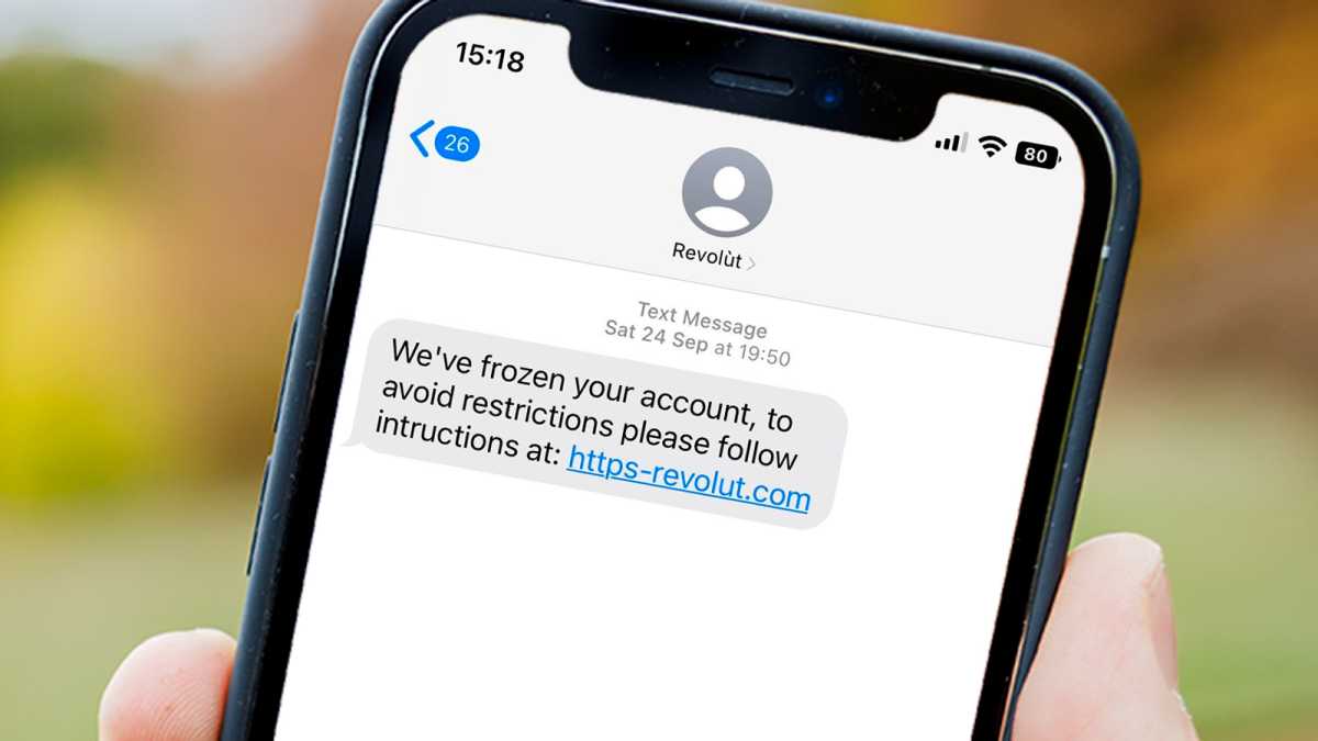 Scam text message on iPhone