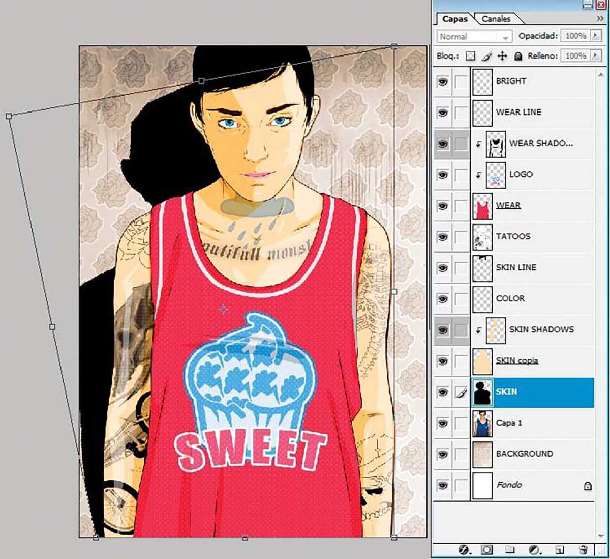 How to create a vector portrait in Photoshop - step 12