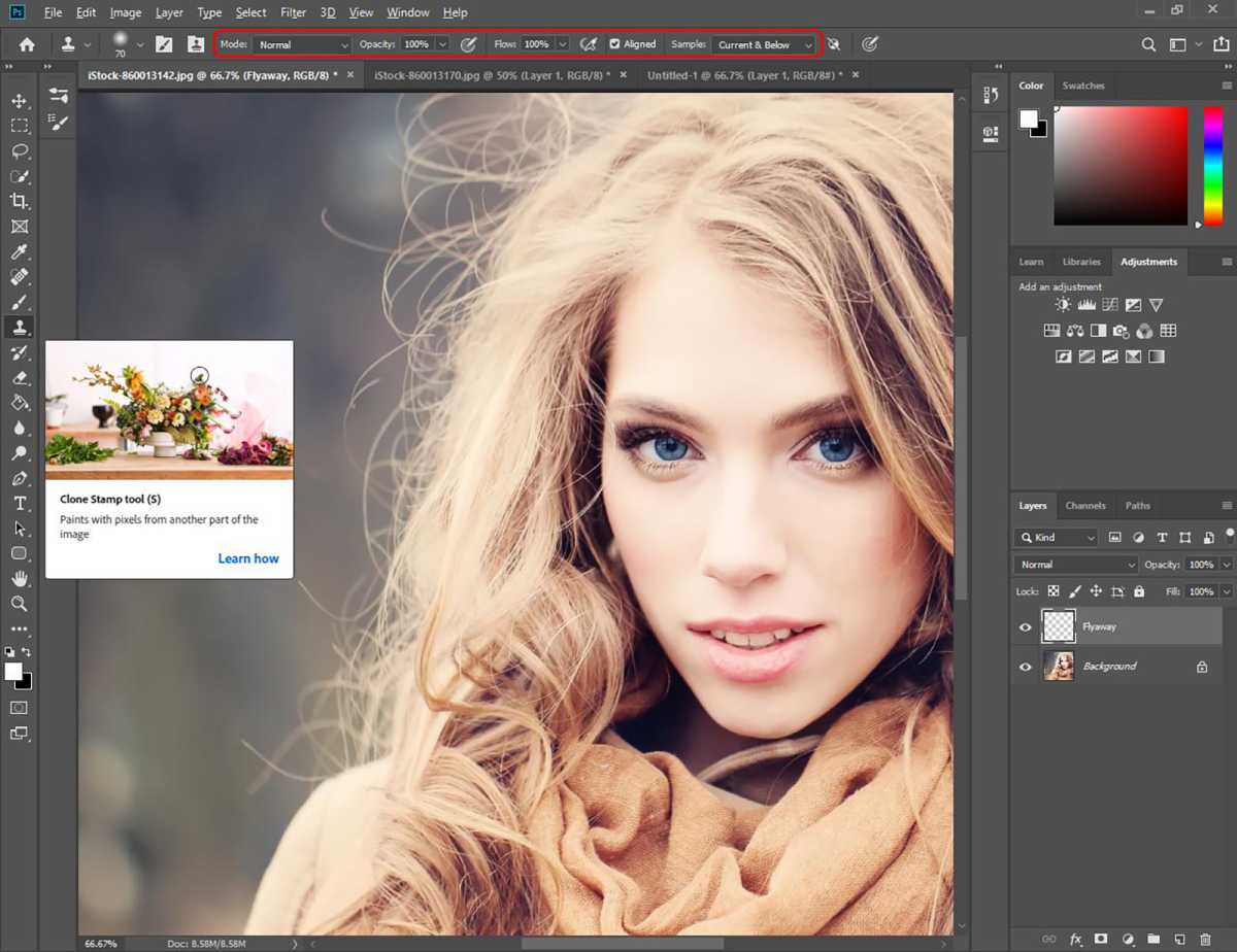 How to remove flyaway hair in Photoshop - step 1