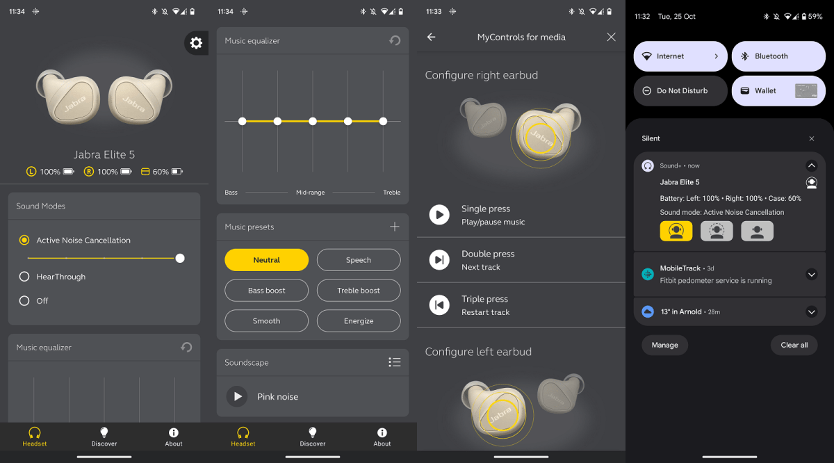 Jabra Elite 5 Sound+ app screenshots