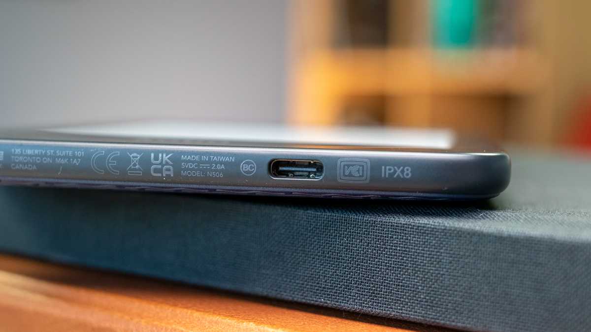 A USB-C port on the Kobo Clara 2E