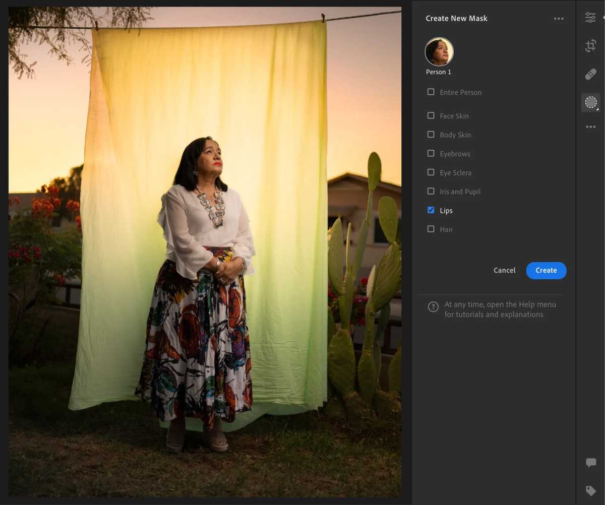 Lightroom masks person