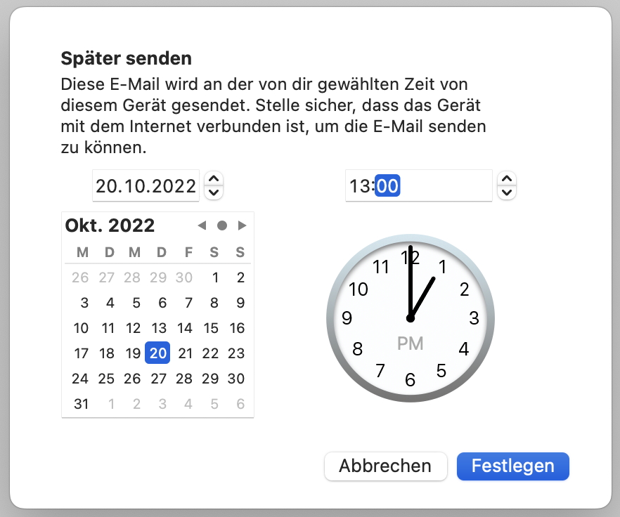 Mail später senden