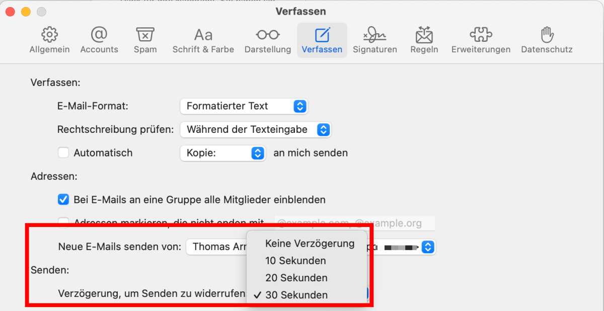 Mail widerrufen
