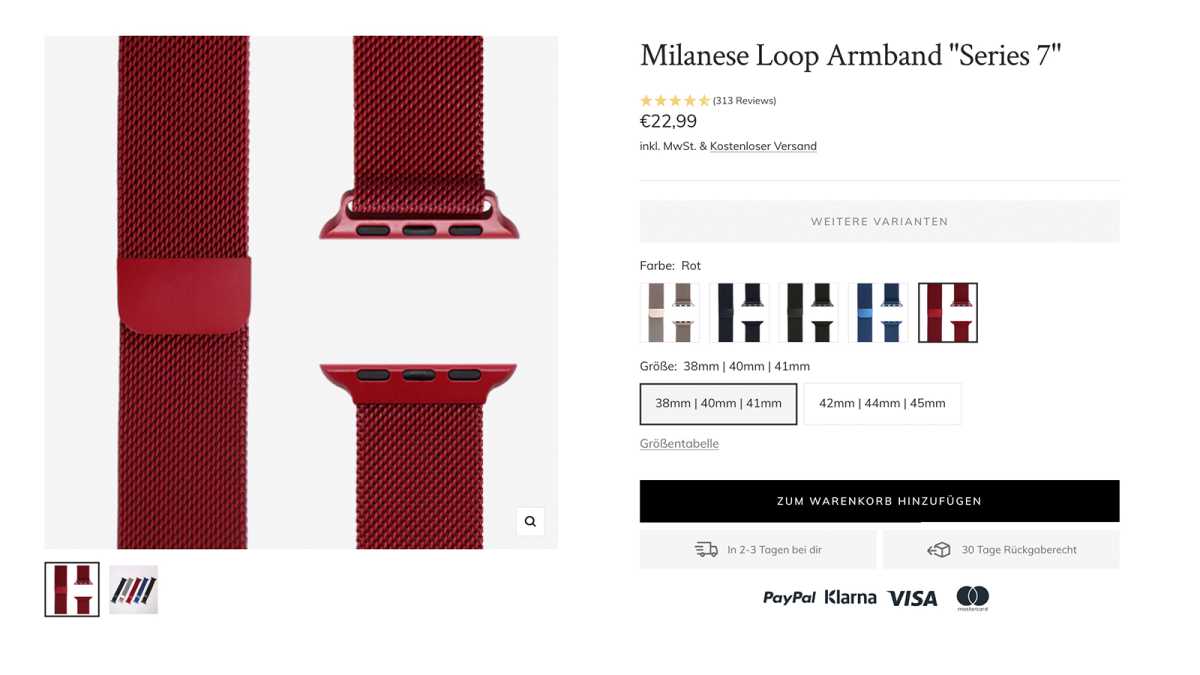 Milanese Armband für die Apple Watch