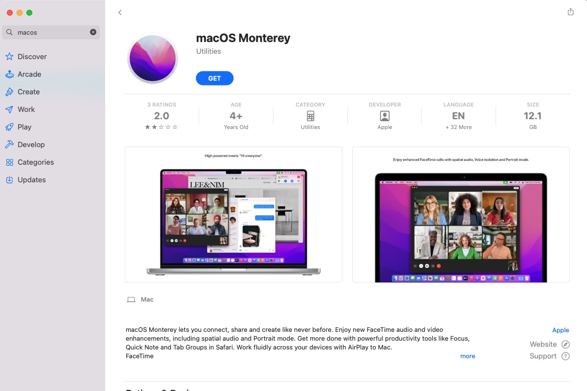 Monterey in Mac App Store