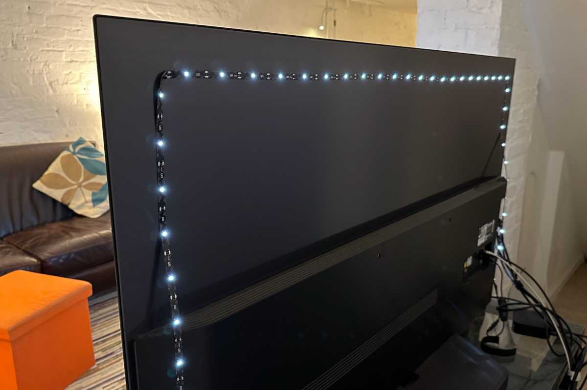 Scenic Labs LX1 light strip on back of TV