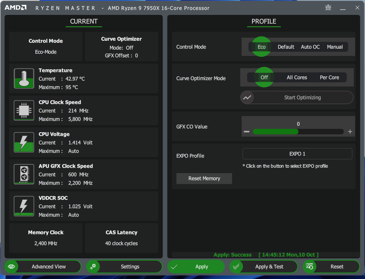 Ryzen 7000 Eco mode