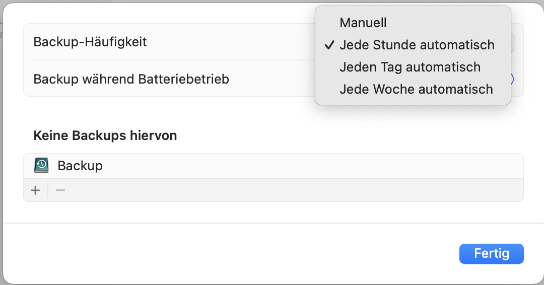 macOS Ventura: Time Machine Einstellungen