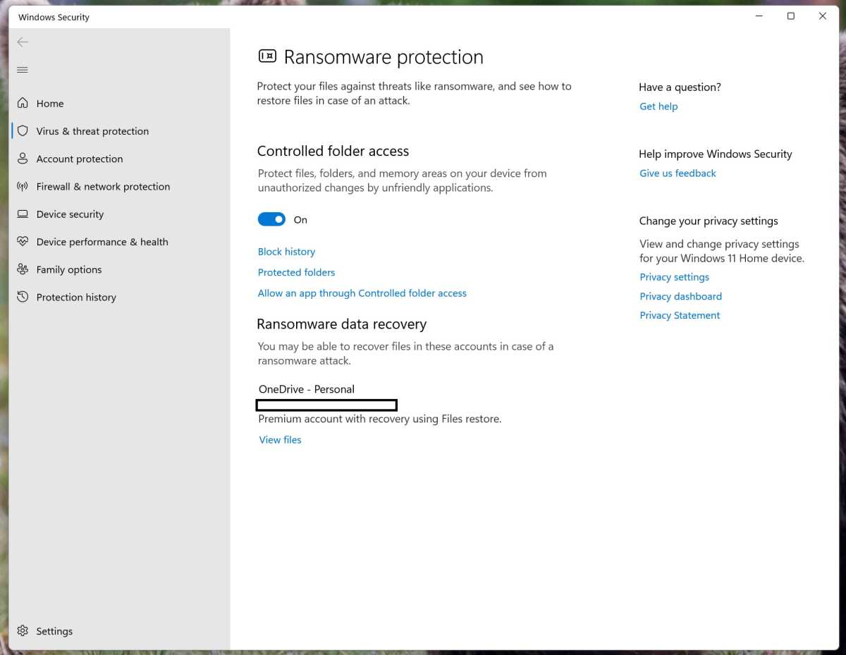 Windows Security Windows 11 ransomware protections