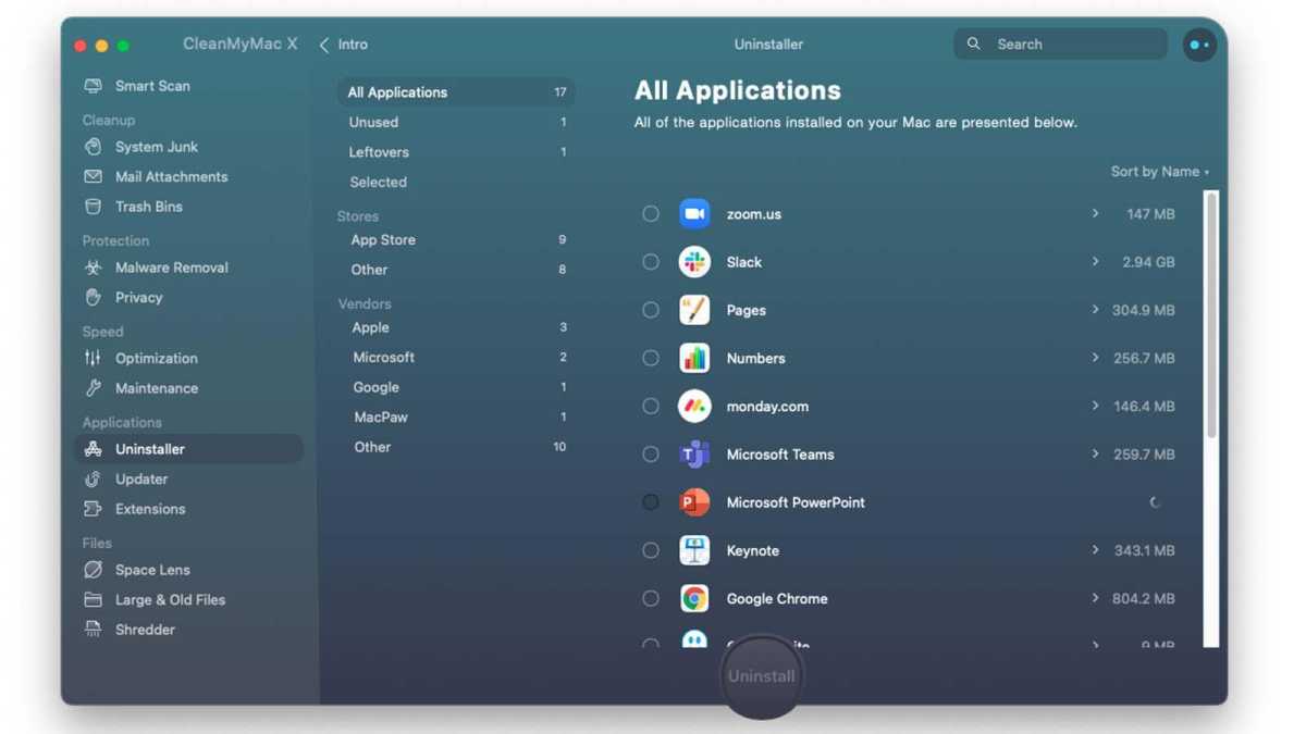 Clean My Mac Uninstall apps