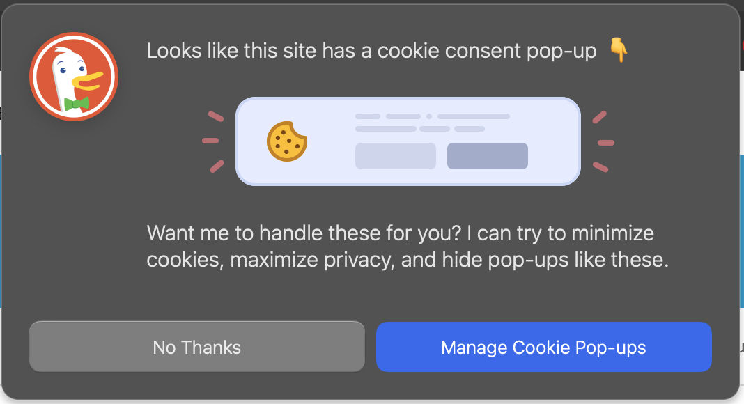 Consentimiento de cookies de DuckDuckGo