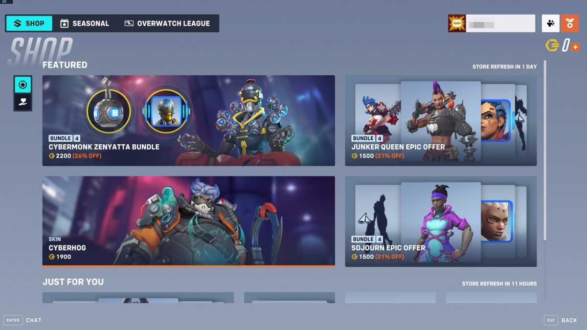 Overwatch 1 cost  for the whole game. Each one of these cosmetics is -20.