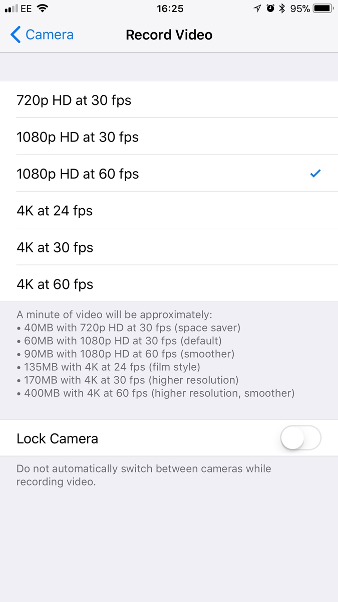 Change video resolution iPhone