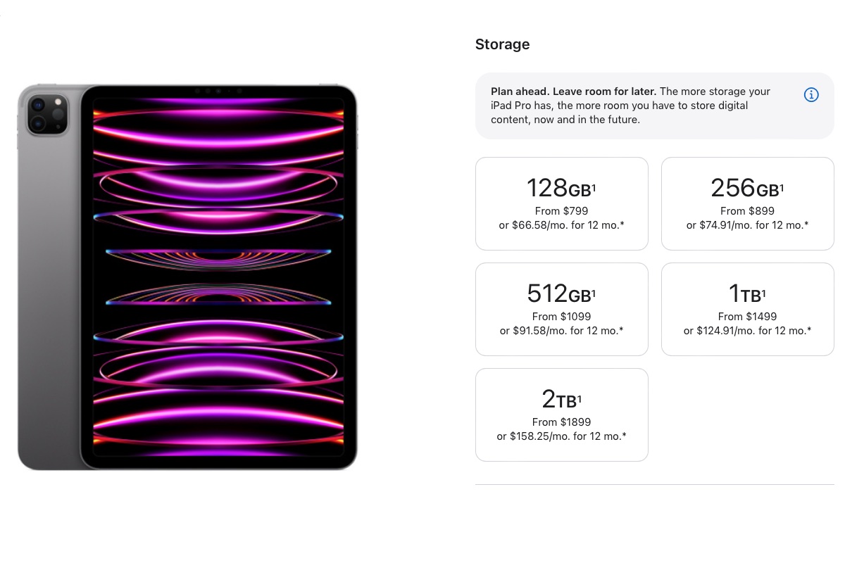 How much iPad storage