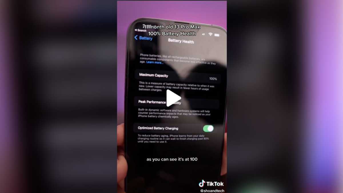 iPhone 13 Pro Max 100% battery capacity