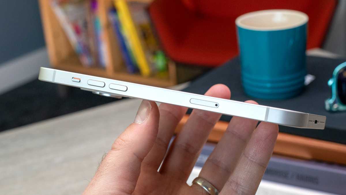 The left edge of the iPhone 14 Plus