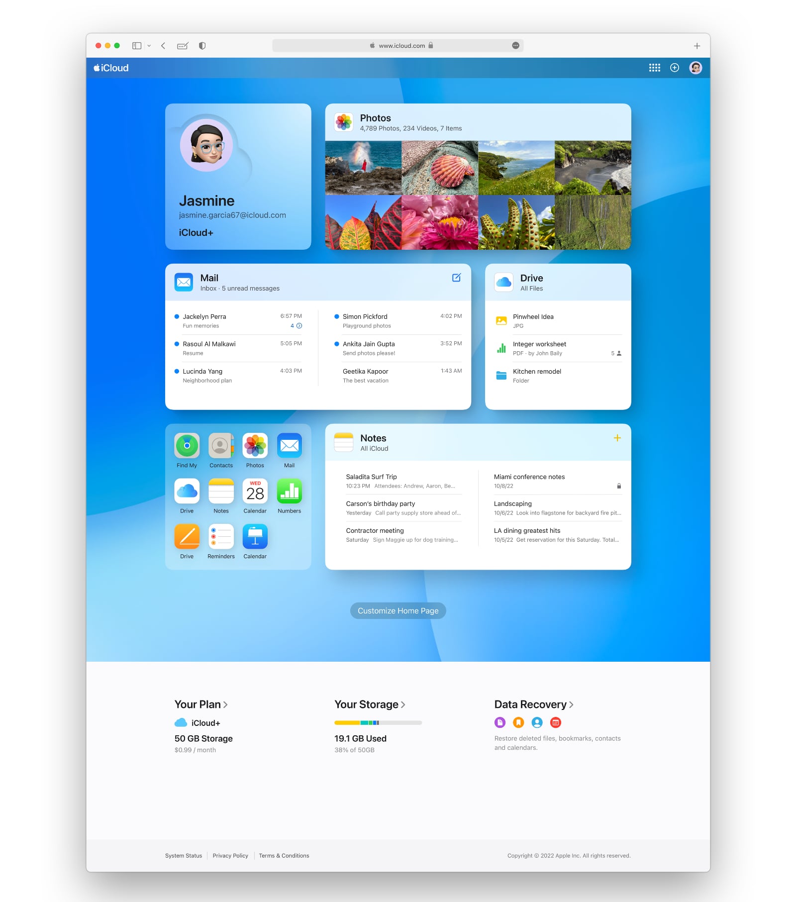 new icloud homepage