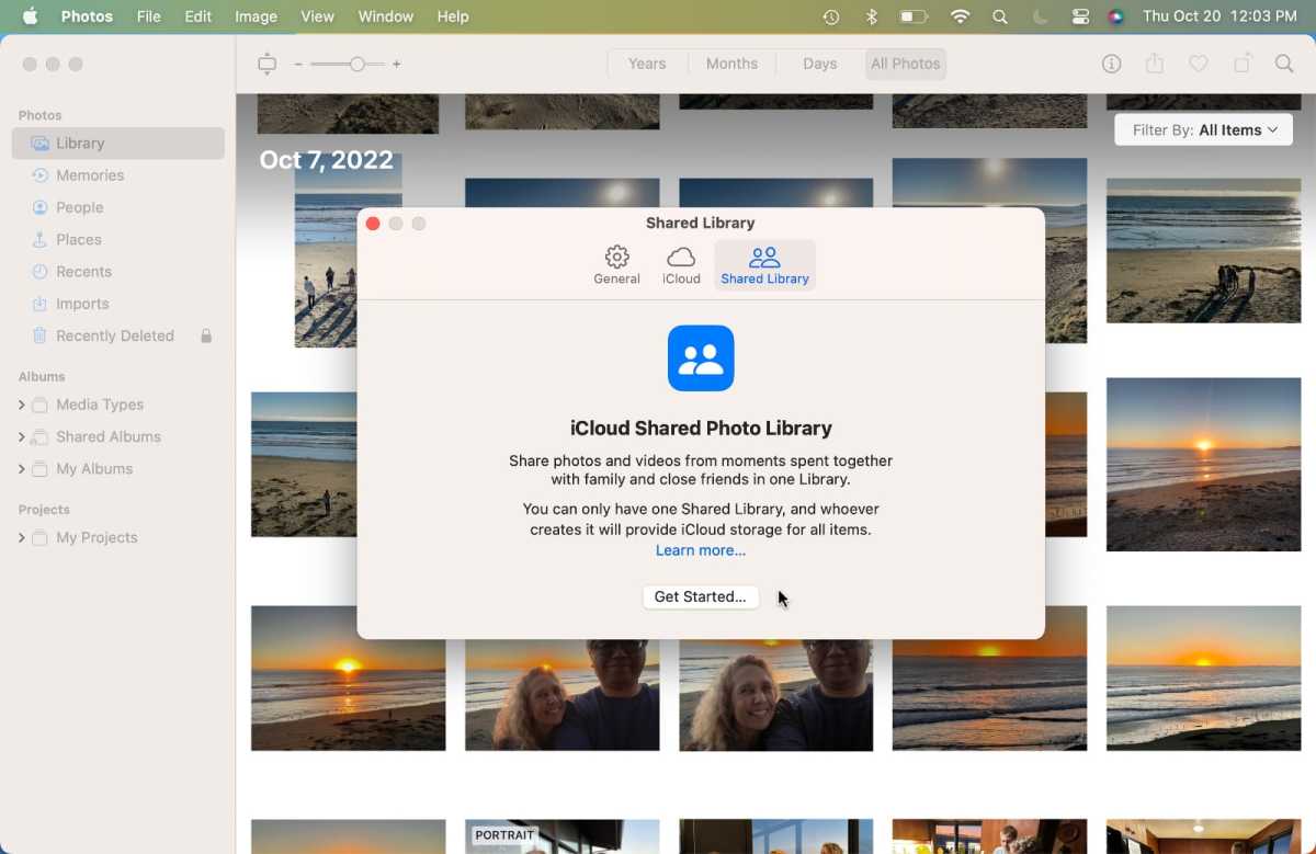 Para configurar la biblioteca de fotos compartida de iCloud en macOS Ventura, vaya a la configuración de la aplicación Fotos.