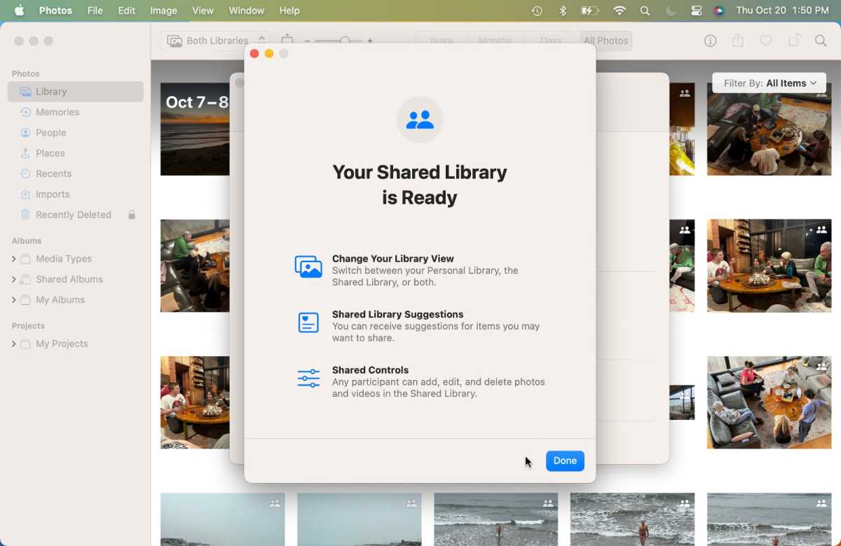 Listo para la biblioteca de fotos compartida de iCloud