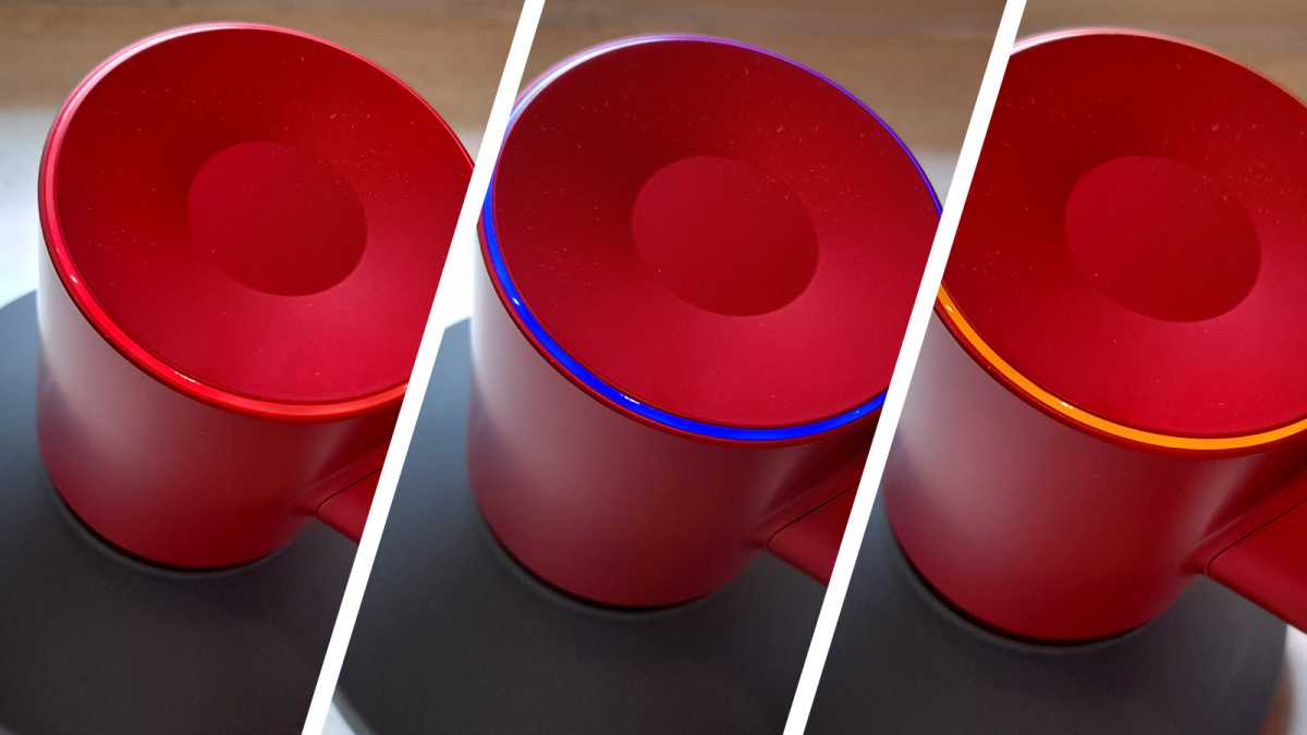 Colour ring in red, blue and orange to show different heat settings