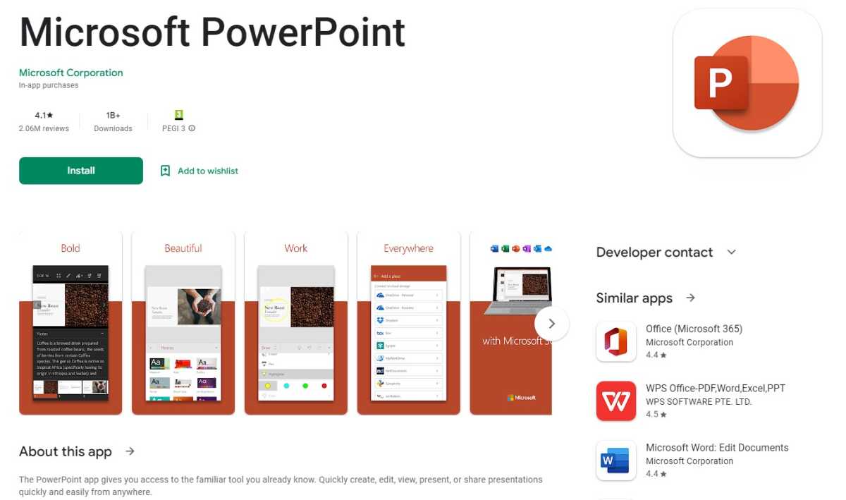 Microsoft PowerPoint Android app