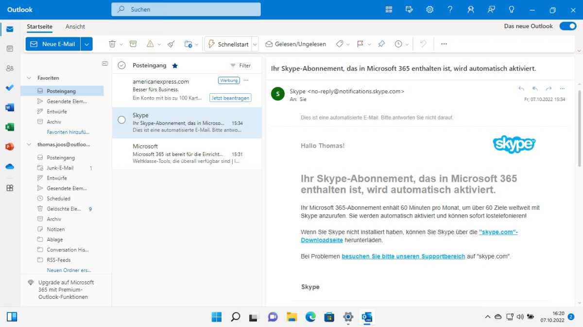 Das neue Outlook für Windows kann von Office-Insidern jetzt genutzt werden.