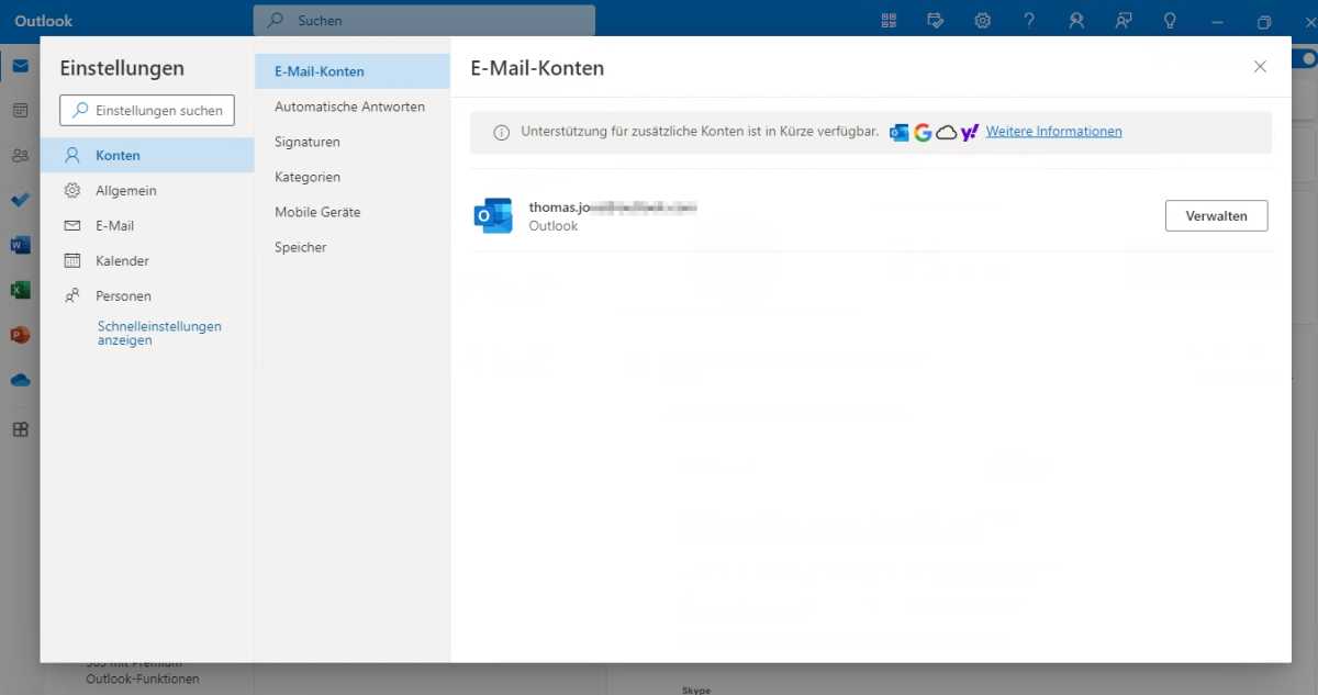In Zukunft sollen sich an Outlook für Windows mehrere Mailkonten von verschiedenen Anbietern anbinden lassen.