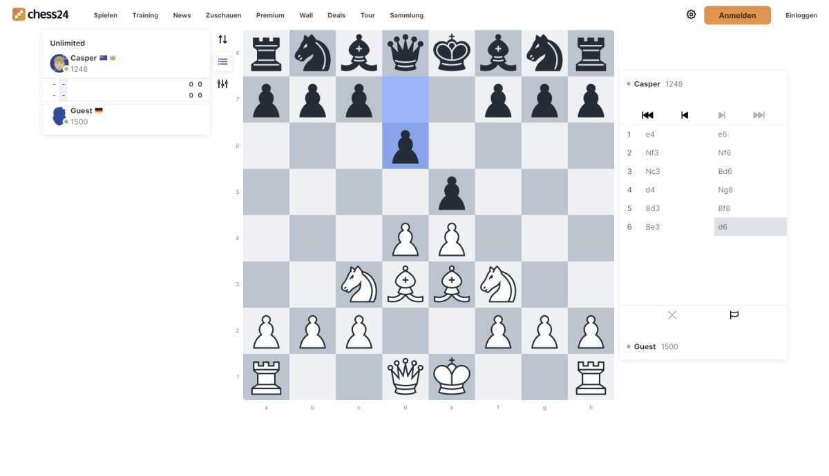 Online Schach spielen auf chess24.com.