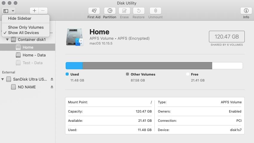 Wipe your Mac - view in Disk Utilities