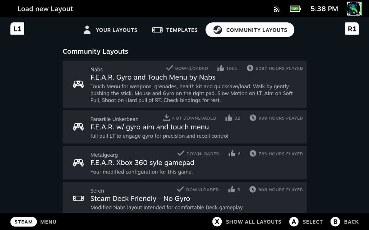 Steam Deck Community Layouts