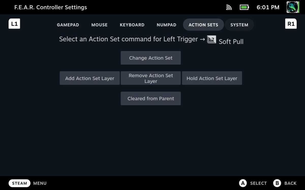 Adding Action Sets on Steam Deck
