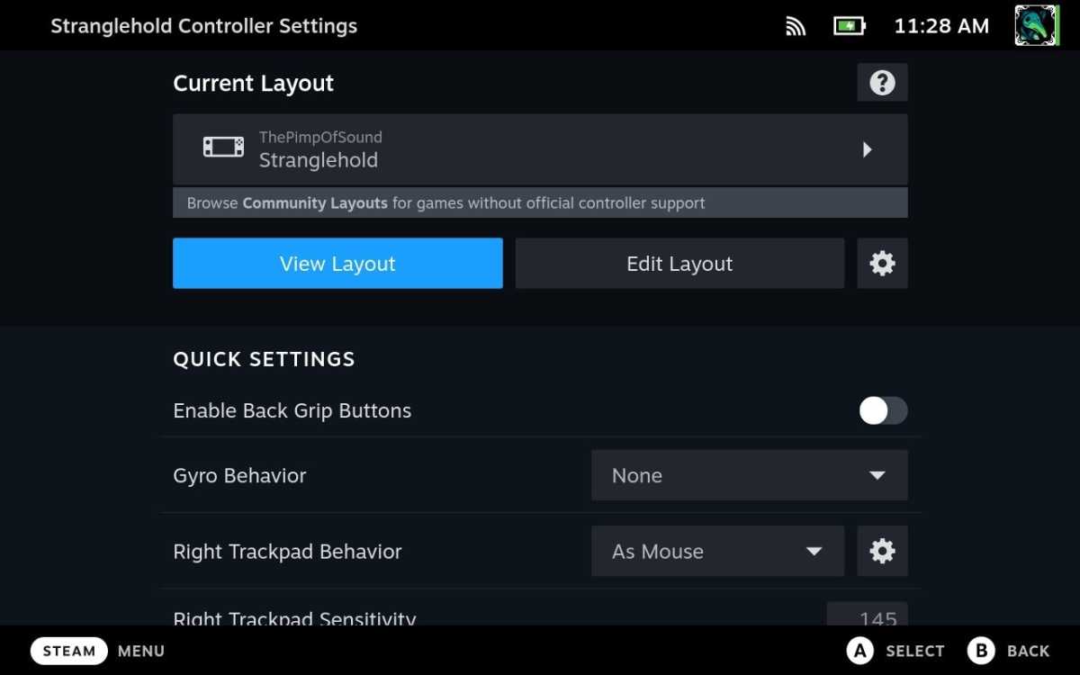 Steam Deck Controller Settings