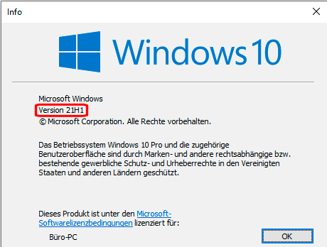 individuelAb 13. Dezember 2022 läuft der Support für die Version Windows 10 21H1 ab; Microsoft liefert danach keine Sicherheitsupdates mehr aus. Wer mit der Version arbeitet, muss sein System aktualisieren.