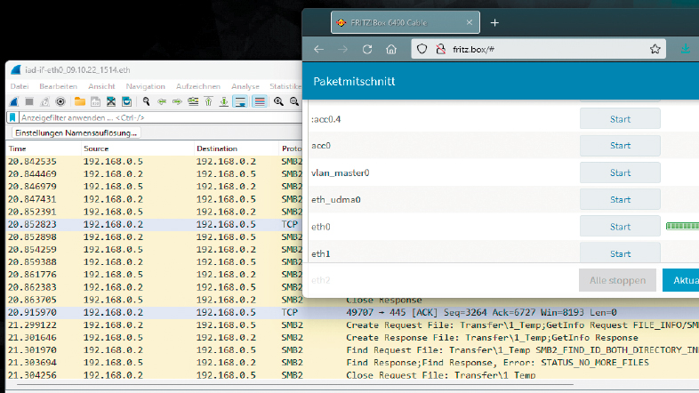 Wireshark-Paketmitschnitte: Das muss man wollen, können – und erst mal finden. Die Fritzbox-Oberfläche bietet diese Option standardmäßig nicht an.