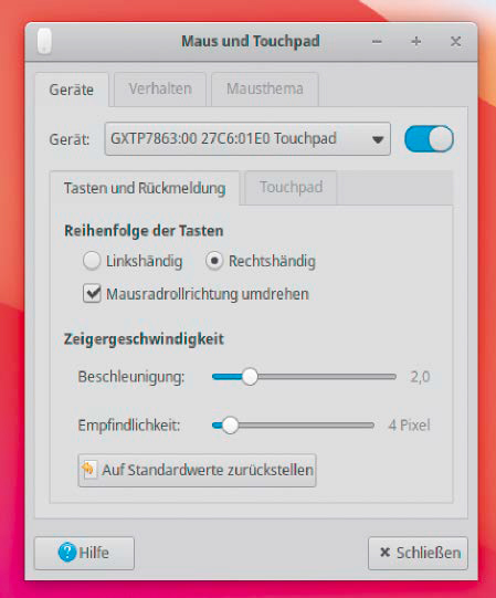 Mausverhalten: Mit einem Mausklick in den Einstellungen bringen Sie Xubuntu bei, beim Scrollen die Richtung des Macs zu nutzen.