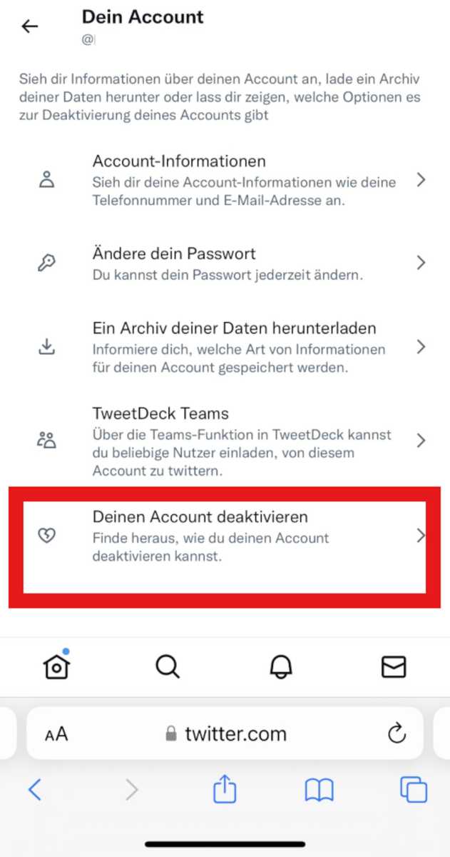 Twitter löschen