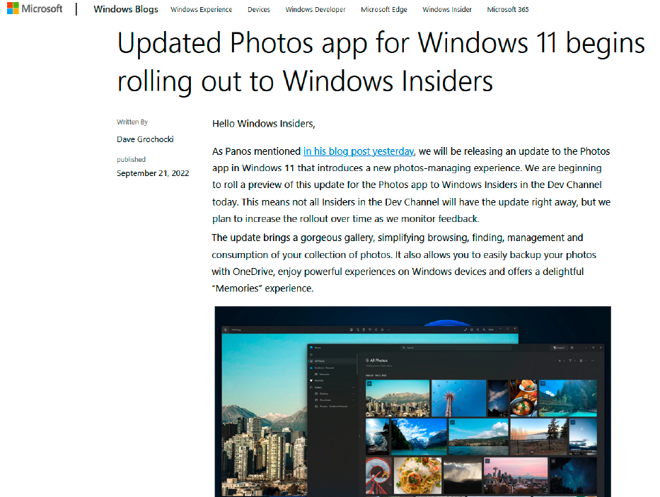 Während die „Flight-Hub“-Übersicht technische Details zu Insider Builds enthält, ist der „Insider-Blog“ (im Bild) teilweise verständlicher und sogar bedildert.