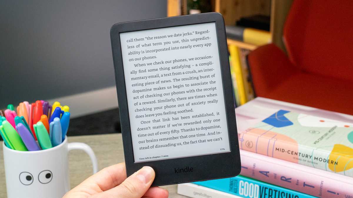 A book displayed on a 2022 Amazon Kindle