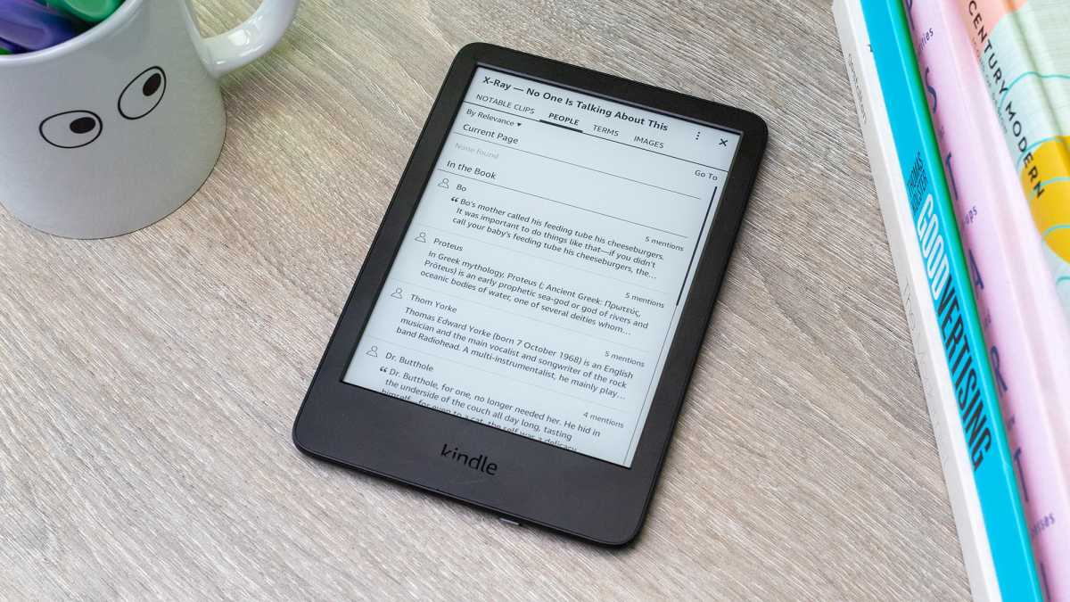 The 2022 Amazon Kindle showing X-Ray feature