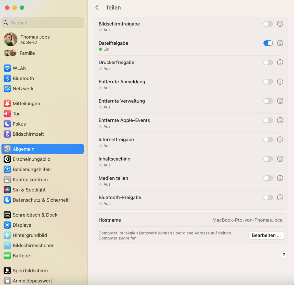Konfigurieren von Freigaben in macOS